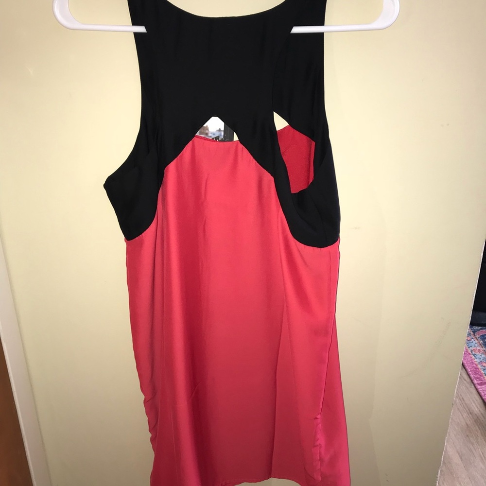 Hot pink dress with triangle cut outs
